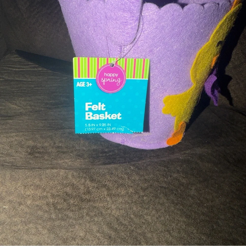FELT BASKET Purple Bird 5.5IN X 9.25‎ IN NWT